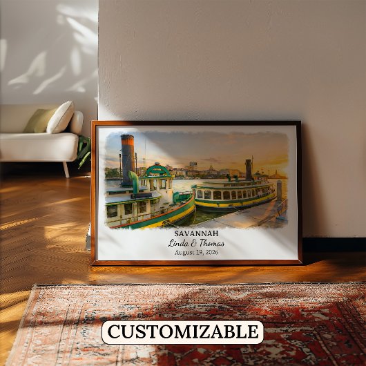 Savannah Georgia Poster, Watercolor, Custom ポスター