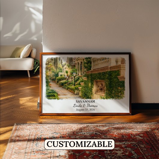 Savannah Georgia Poster, Watercolor, Custom ポスター