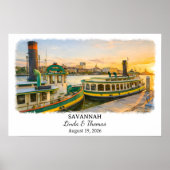 Savannah Georgia Poster, Watercolor, Custom ポスター (正面)