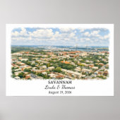 Savannah Georgia Poster, Watercolor, Custom ポスター (正面)