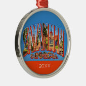 Savannah Georgia Retro Postcard Ornament メタルオーナメント (右)