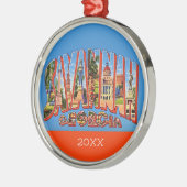 Savannah Georgia Retro Postcard Ornament メタルオーナメント (左)
