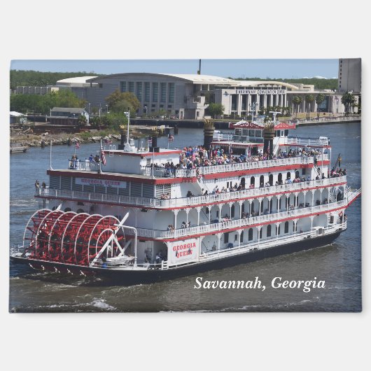 Savannah, Georgia Riverboatはがき マグネット (正面)