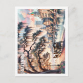 Savannah Georgia USA有名なプレイスウォーターカラー ポストカード (正面)