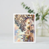 Savannah Georgia USA有名なプレイスウォーターカラー ポストカード (スタンド正面)