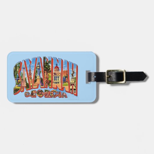 Savannah Georgia Vintage Postcard Luggage Tag ラゲッジタグ (正面横)