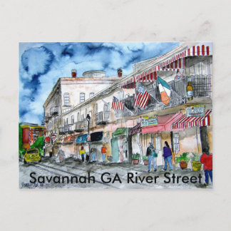savannah_river_通り絵を描_s, Savannah GA Riv... ポストカード