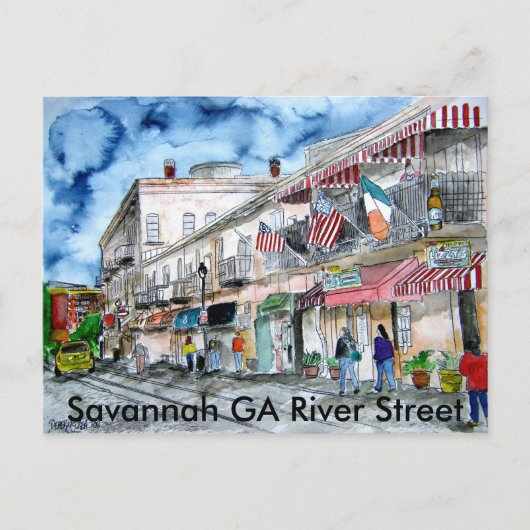 savannah_river_通り絵を描_s, Savannah GA Riv... ポストカード (正面)