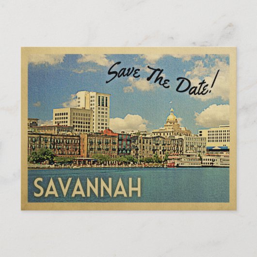Savannah Save The Date Georgia 案内ポストカード (正面)