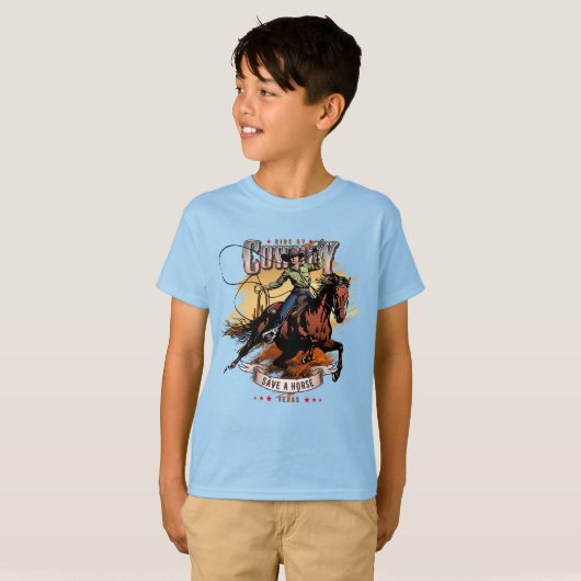 Save A Horse; Ride A Cowboy | キッズ Tシャツ (正面フル)