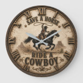 Save a Horse Ride a Cowboy ラージ壁時計 (正面)