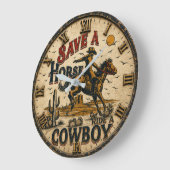 Save a Horse Ride a Cowboy ラージ壁時計 (傾斜)