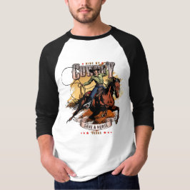 Save A Horse; Ride A Cowboy | 3/4袖ラグラン Tシャツ