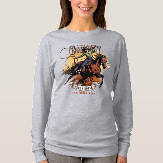 Save A Horse; Ride A Cowboy | Women Long Sleeve Tシャツ (正面)