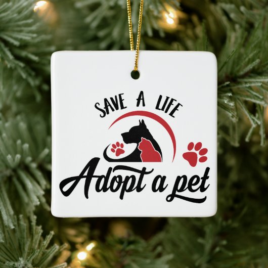 Save a Life Adopt a Pet  セラミックオーナメント (ツリー)