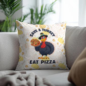Save A Turkey Eat Pizza Funny Happy Thanksgiving クッション