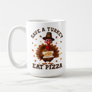 Save a Turkey Eat Pizza – Funny Thanksgiving Pizza コーヒーマグカップ