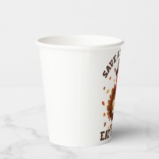 Save a Turkey Eat Pizza – Funny Thanksgiving Pizza 紙コップ (右)