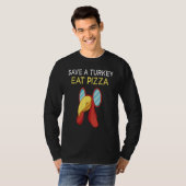 save a turkey eat pizza thanksgiving kids adult ve tシャツ (正面フル)