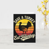 Save A Turkey Eat Tofurky Vegan Thanksgiving  カード (黄色い花)