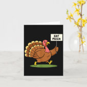 Save A Turkey, Eat Zza Funny Thanksgiving Design F カード (黄色い花)