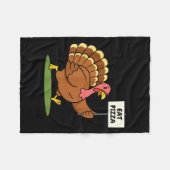 Save A Turkey, Eat Zza Funny Thanksgiving Design F フリースブランケット (正面(横))