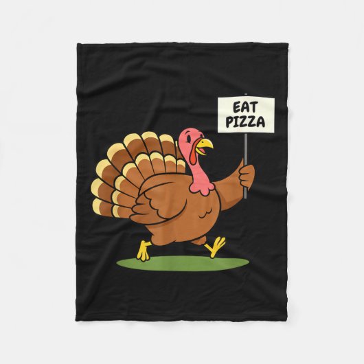 Save A Turkey, Eat Zza Funny Thanksgiving Design F フリースブランケット (正面)