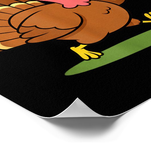 Save A Turkey, Eat Zza Funny Thanksgiving Design F ポスター (角)
