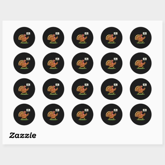 Save A Turkey, Eat Zza Funny Thanksgiving Design F ラウンドシール (シート)