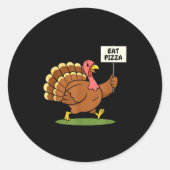 Save A Turkey, Eat Zza Funny Thanksgiving Design F ラウンドシール (正面)