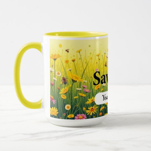 Save Bees Dot Mug Custom マグカップ (左)