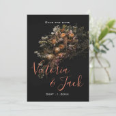 save date moodyフローラ,オレンジ色の白いフローラi 招待状 (スタンド正面)