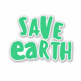 Save Earth day Typography, Eco Environmental  シール