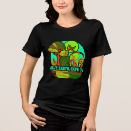 Save Earth Save Us Elephant Earth Day T-Shirt トライブレンドＴシャツ