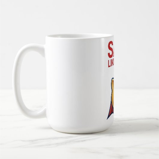 Save Like A Hero – Super Piggy Bank  コーヒーマグカップ (左)