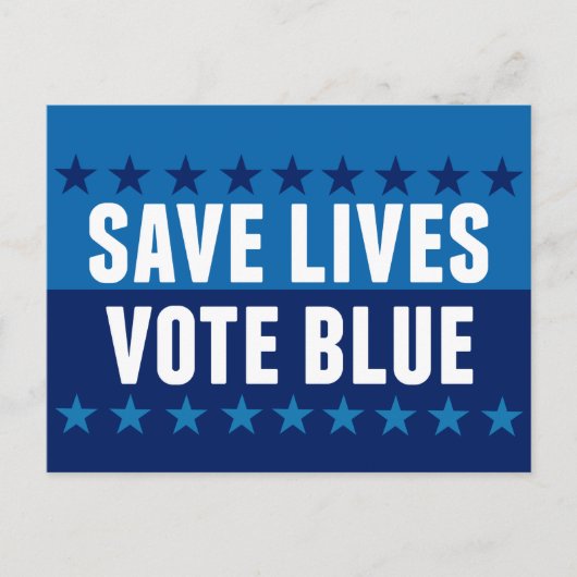 Save Lives Vote Blue 2026 Election ポストカード (正面)