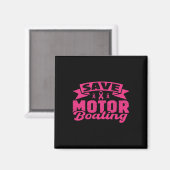 Save Motor Boating Funny Breast Cancer Pink Ribbon マグネット (正面/裏面)