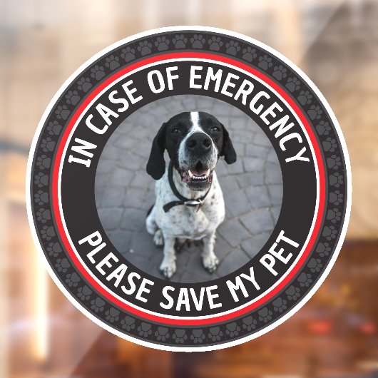 SAVE MY PET Safety Alert Custom Photo Modern ウィンドウサイン (シート2)