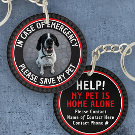 SAVE MY PET Safety Alert Custom Photo Modern  キーホルダー