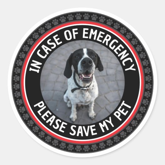 SAVE MY PET Safety Alert Custom Photo Modern  ラウンドシール (正面)