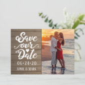 Save Our Date ウェディング | 木製ポストカードの写真 招待状 (スタンド正面)