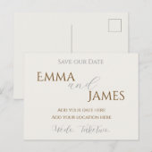 Save our Date Postcard minimalist & elegant 案内ポストカード (正面/裏面)