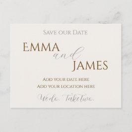Save our Date Postcard minimalist & elegant 案内ポストカード