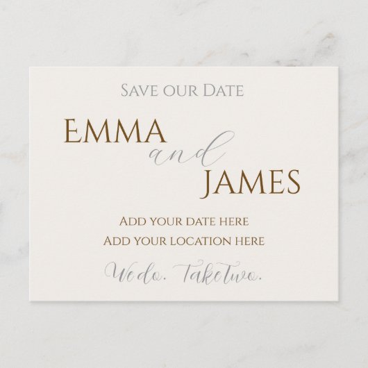 Save our Date Postcard minimalist & elegant 案内ポストカード (正面)