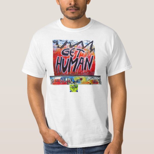 SAVE OUR EARTH GET HUMAN BERLIN WALL By Indiano Tシャツ (正面)