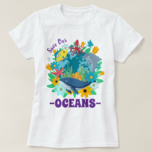 Save our oceans Flower Whale Colorful Design Earth