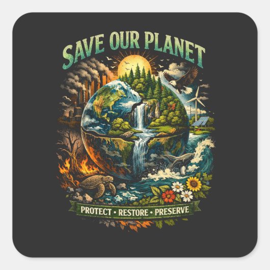 Save Our Planet スクエアシール (正面)