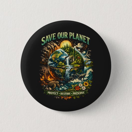 Save Our Planet 缶バッジ (正面)