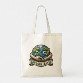 Save Our Planet Crying Earth Eco Awareness  トートバッグ