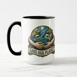 Save Our Planet Crying Earth Eco Awareness  マグカップ